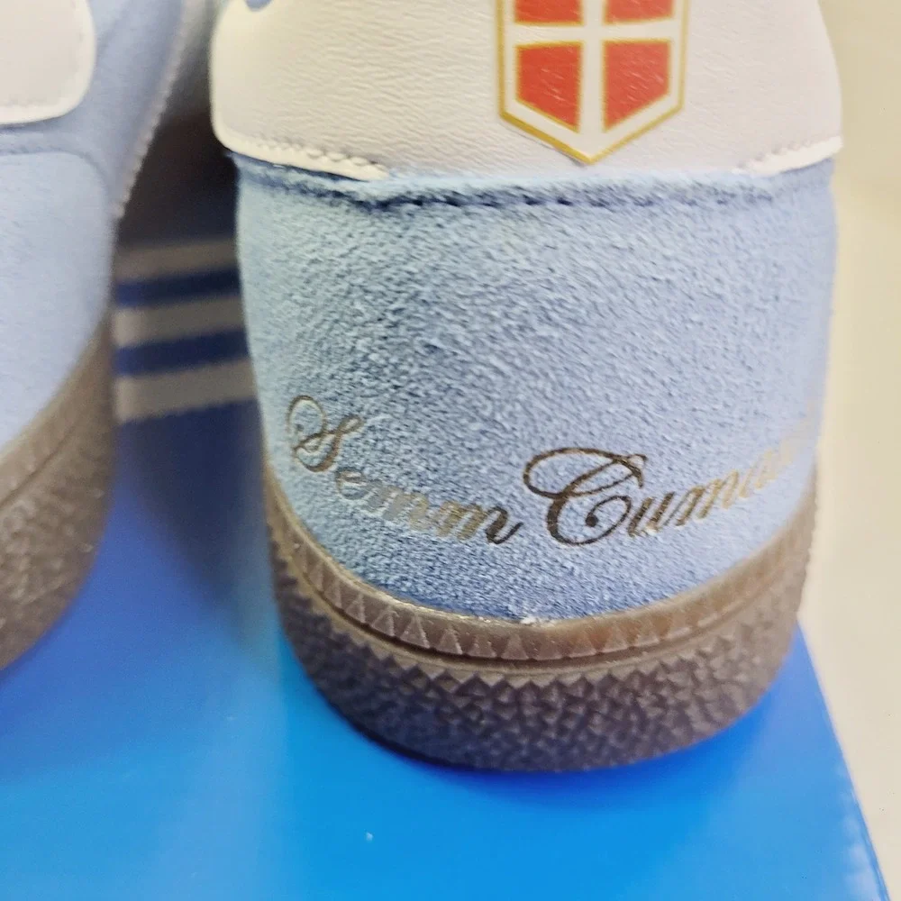 adidas Unisex Handball Spezial Sneaker Size 6 Light Blue White Suede Como
